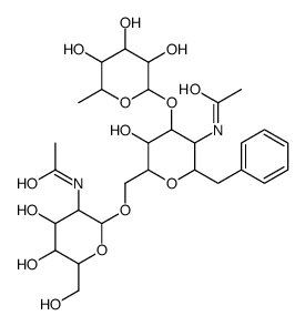 benzyl 2-acetamido-6-O-(2-acetamido-2-deoxy-beta glucopyranosyl)-2-deoxy-3-O-beta fucopyranosyl-alpha galactopyranoside Structure