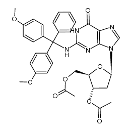 3',5'-di-O-acetyl-2'-deoxy-2-N-(di-p-methoxytrityl)guanosine Structure