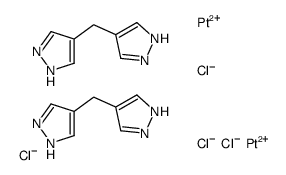 bis(4,4'-dipyrazolylmethane-N,N')-bis(dichloroplatinum II) Structure