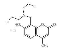 2H-1-Benzopyran-2-one,8-[[bis(2-chloroethyl)amino]methyl]-7-hydroxy-4-methyl-, hydrochloride (1:1) Structure