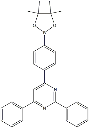 2, 4-二苯基-6-(4-(4, 4, 5, 5-四甲基-1, 3, 2-二氧硼杂环戊烷-2-基)苯基)嘧啶结构式