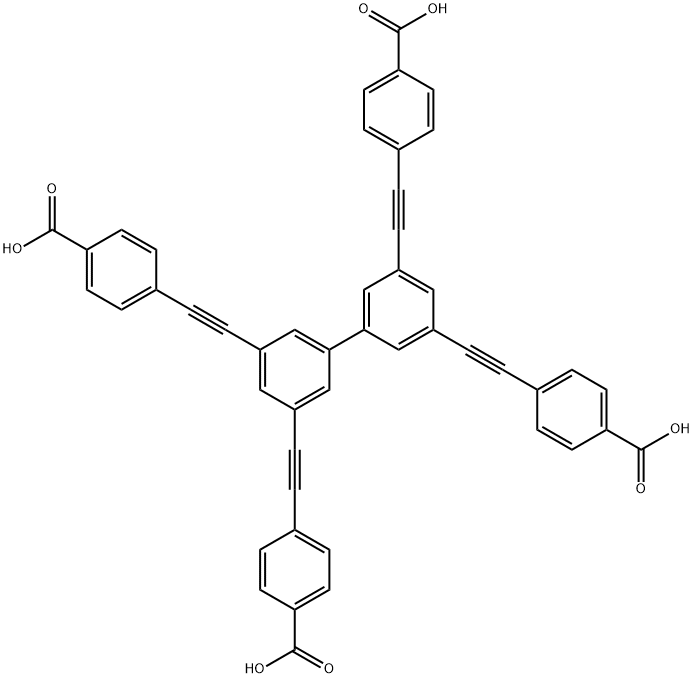 4, 4', 4'', 4'''-([1, 1'-Biphenyl]-3, 3', 5, 5'-tetrayltetrakis(ethyne-2, 1-diyl))tetrabenzoic acid Structure