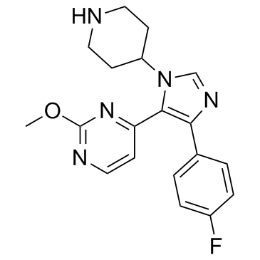 4-[4-(4-氟苯基)-1-(4-哌啶基)-1H-咪唑-5-基]-2-甲氧基嘧啶结构式