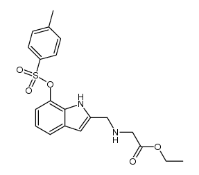 Ethyl [(7-tosyloxyindol-2-ylmethyl)amino]acetate结构式