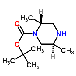 (2R,5S)-2,5-二甲基哌嗪-1-甲酸叔丁酯结构式