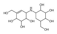 4-(Hydroxymethyl)-6-{[2,3,4-trihydroxy-5-(hydroxymethyl)cyclohexy l]amino}-4-cyclohexene-1,2,3-triol结构式