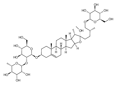 (25R)-26-O-β-D-glucopyranosyl-22-O-methylfurost-5-ene-3β,22ξ,26-triol 3-O-(O-α-L-rhamnopyranosyl-(1->2)-O-β-D-glucopyranoside)结构式