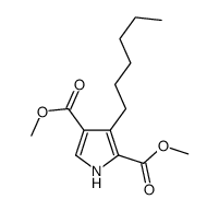 dimethyl 3-hexyl-1H-pyrrole-2,4-dicarboxylate结构式