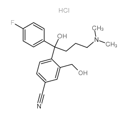 4-[4-(Dimethylamino)-1-(4-fluorophenyl)-1-hydroxybutyl]-3-(hydroxymethyl)benzonitrile hydrochloride Structure