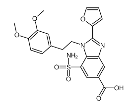 1-[2-(3,4-dimethoxyphenyl)ethyl]-2-(furan-2-yl)-7-sulfamoylbenzimidazole-5-carboxylic acid结构式