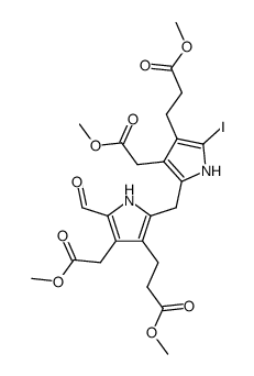 methyl 3-(5-formyl-2-((5-iodo-3-(2-methoxy-2-oxoethyl)-4-(3-methoxy-3-oxopropyl)-1H-pyrrol-2-yl)methyl)-4-(2-methoxy-2-oxoethyl)-1H-pyrrol-3-yl)propanoate Structure