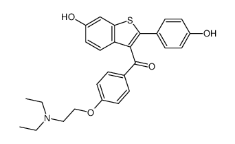 <6-hydroxy-2-(4-hydroxyphenyl)benzothien-3-yl><4-<2-(diethylamino)ethoxy>phenyl>methanone Structure