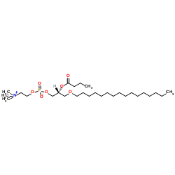 1-O-十六烷基-2-丁酰基-sn-甘油-3-磷酸胆碱结构式