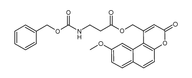 N-(benzyloxycarbonyl)-β-alanine (9-methoxy-3-oxo-3H-benzo[f]benzopyran-1-yl)methyl ester结构式