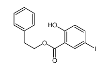 2-羟基-5-碘苯甲酸苯乙酯结构式