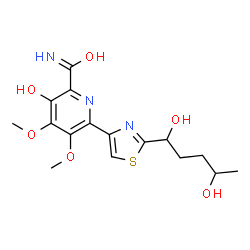 6-[2-(1,4-Dihydroxypentyl)-4-thiazolyl]-3-hydroxy-4,5-dimethoxy-2-pyridinecarboxamide Structure