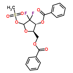 2-脱氧-2,2-二氟-D-呋喃核糖基-3,5-二甲苯酰基-1-甲磺酸酯(β型)结构式