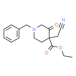 ethyl 1-benzyl-4-(cyanomethyl)-3-oxopiperidine-4-carboxylate structure