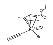 (η5-1-(CO2C2H5)-2,4-dimethylcyclopentadienyl)dicarbonylruthenium(II) bromide结构式
