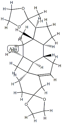 11-Hydroxy-11β,19-cyclopregn-5-ene-3,20-dione bis(ethylene acetal)结构式