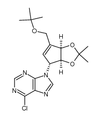 (1'R,2'S,3'R)-9-[2,3-(isopropylidenedioxy)-4-(tert-butoxymethyl)-4-cyclopenten-1-yl]-6-chloropurine结构式
