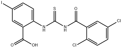 2-[[[(2,5-dichlorobenzoyl)amino]thioxomethyl]amino]-5-iodo-benzoic acid结构式