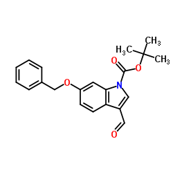 6-苄氧基-3-甲酰基吲哚-1-羧酸叔丁酯结构式