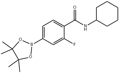 N-环己基-2-氟-4-(4,4,5,5-四甲基-1,3,2-二氧杂硼烷-2-基)苯甲酰胺结构式