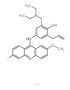 4-[(6-chloro-2-methoxy-acridin-9-yl)amino]-2-(diethylaminomethyl)-6-prop-2-enyl-phenol Structure
