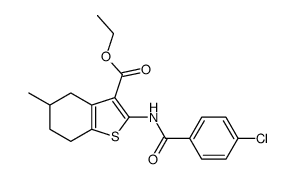 ethyl 2-[(4-chlorobenzoyl)amino]-5-methyl-4,5,6,7-tetrahydro-1-benzothiophene-3-carboxylate结构式
