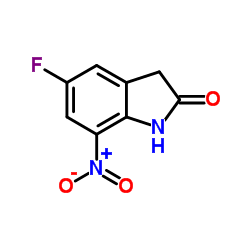 5-Fluoro-7-nitro-1,3-dihydro-2H-indol-2-one结构式