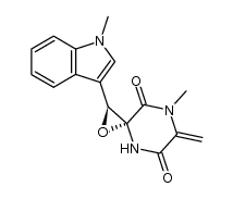 1-methyl-2,5-dioxo-6-methylen-piperazine-3-spiro-3'-(N-methylindol-3-yl)-2'-oxirane结构式