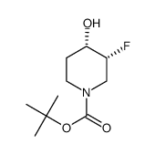 (3R,4S)-3-氟-4-羟基哌啶-1-羧酸叔丁酯结构式