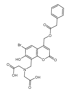[8-[bis(carboxymethyl)aminomethyl]-6-bromo-7-hydroxycoumarin-4-yl]methyl phenylacetate结构式