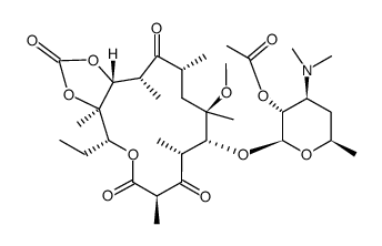 3-O-de-[(2,6-dideoxy-3-methyl-3-O-methyl-α-D-ribohexopyranosyl)oxy]-6-O-methyl-3-oxo-cyclic 11,12-carbonate-erythromycin 2'-acetate Structure
