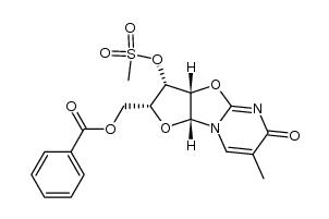 2,2'-anhydro-1-(5'-O-benzoyl-3'-O-methylsulfonyl-β-D-lyxofuranosyl)thymine结构式