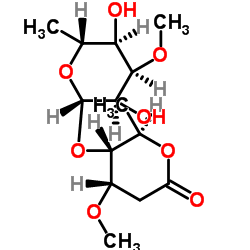 6-Deoxy-3-O-methyl-β-allopyranosyl(1→4)-β-cymaronic acid δ-lactone Structure