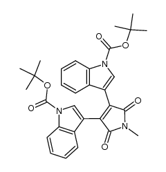 di-tert-butyl 3,3'-(1-methyl-2,5-dioxo-2,5-dihydro-1H-pyrrole-3,4-diyl)bis(1H-indole-1-carboxylate)结构式