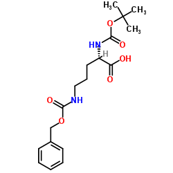 N-叔丁氧羰基-N'-苄氧羰基-L-鸟氨酸结构式
