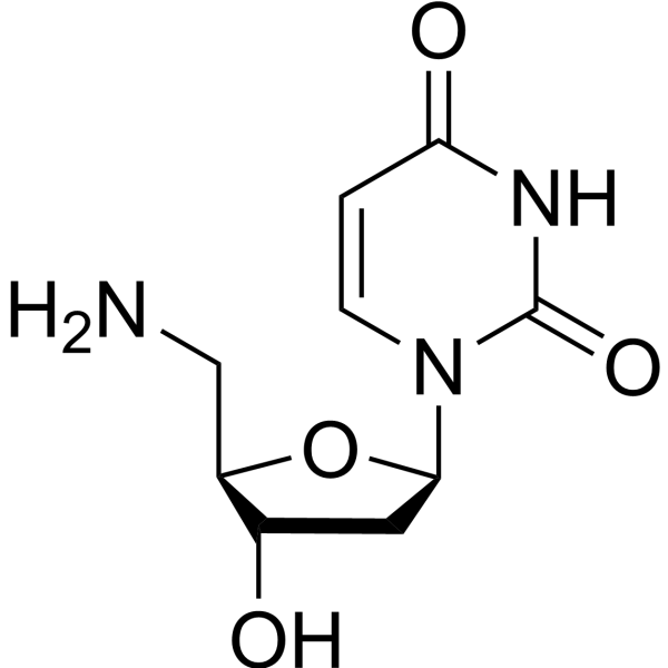 1-[(2R,4S,5R)-5-(aminomethyl)-4-hydroxy-oxolan-2-yl]pyrimidine-2,4-dione结构式