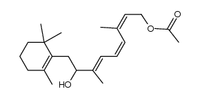 (+/-)-9-acetoxy-3,7-dimethyl-1-(2,6,6-trimethyl-cyclohex-1-enyl)-nona-3,5,7-trien-2-ol结构式