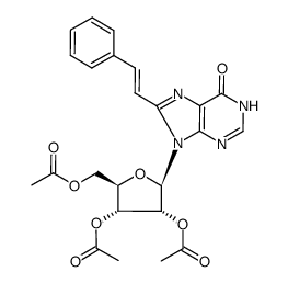 2',3',5'-tri-O-acetyl-8-(2-phenylvinyl)inosine Structure