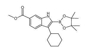 3-cyclohexyl-2-(4,4,5,5-tetramethyl-[1,3,2]-dioxaborolan-2-yl)-1H-indole-6-carboxylic acid methyl ester Structure