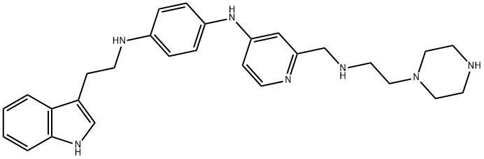1,4-Benzenediamine, N-2-(1H-indol-3-yl)ethyl-N-2-2-(1-piperazinyl)ethylaminomethyl-4-pyridinyl- Structure