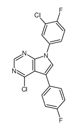 4-chloro-5-(4-fluorophenyl)-7-(3-chloro-4-fluorophenyl)-7H-pyrrolo[2,3-d]pyrimidine Structure