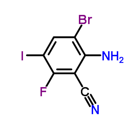 2-Amino-3-bromo-6-fluoro-5-iodobenzonitrile structure