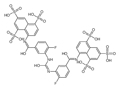 8-[[4-fluoro-3-[[2-fluoro-5-[(4,6,8-trisulfonaphthalen-1-yl)carbamoyl]phenyl]carbamoylamino]benzoyl]amino]naphthalene-1,3,5-trisulfonic acid Structure