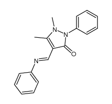 1,5-dimethyl-2-phenyl-4-(phenylimino-methyl)-1,2-dihydro-pyrazol-3-one结构式