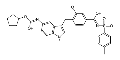 Cyclopentyl 3-[2-Methoxy-4-(p-tolylsulfonylcarbamoyl)benzyl]-1-Methylindol-5-ylcarbamate structure