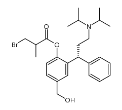 2-((R)-3-(diisopropylamino)-1-phenylpropyl)-4-(hydroxymethyi)phenyl-3-bromo-2-methyl propanoate结构式